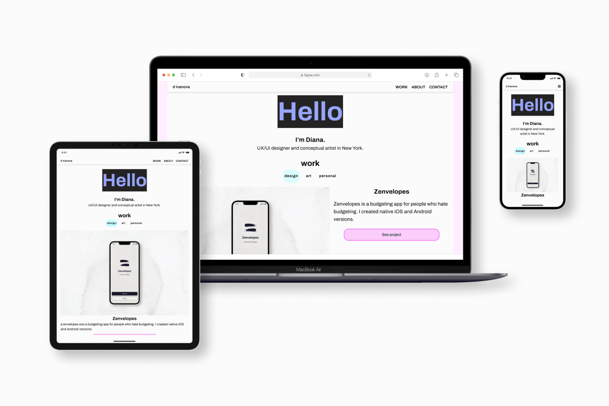 A mockup showing the Home page across 4 breakpoints